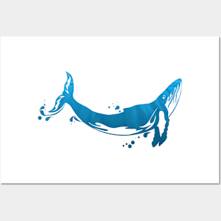 Humpback Whale In Shades Of Blue Posters and Art